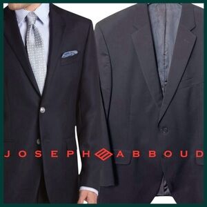 Joseph Abboud Black Wool 2 Button Notch Lapel Blazer Suit Jacket (44S)